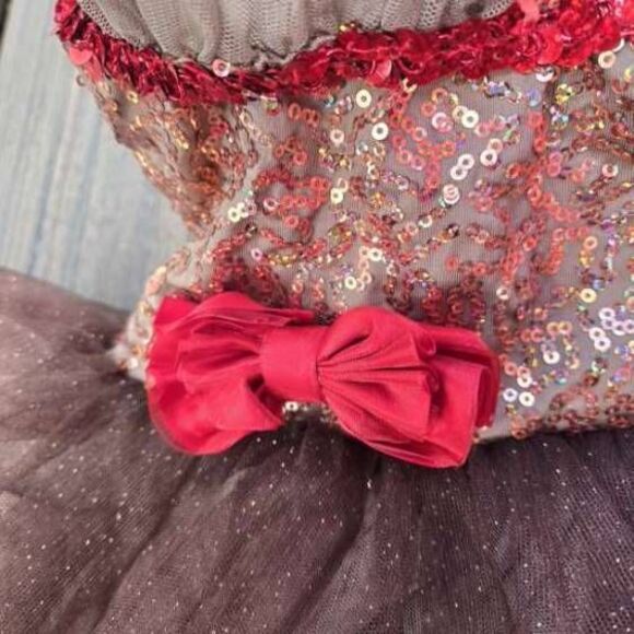 Curtain Call dance tutu dress leotard costume brown red w/ monkey tail kid sma - Picture 4 of 13